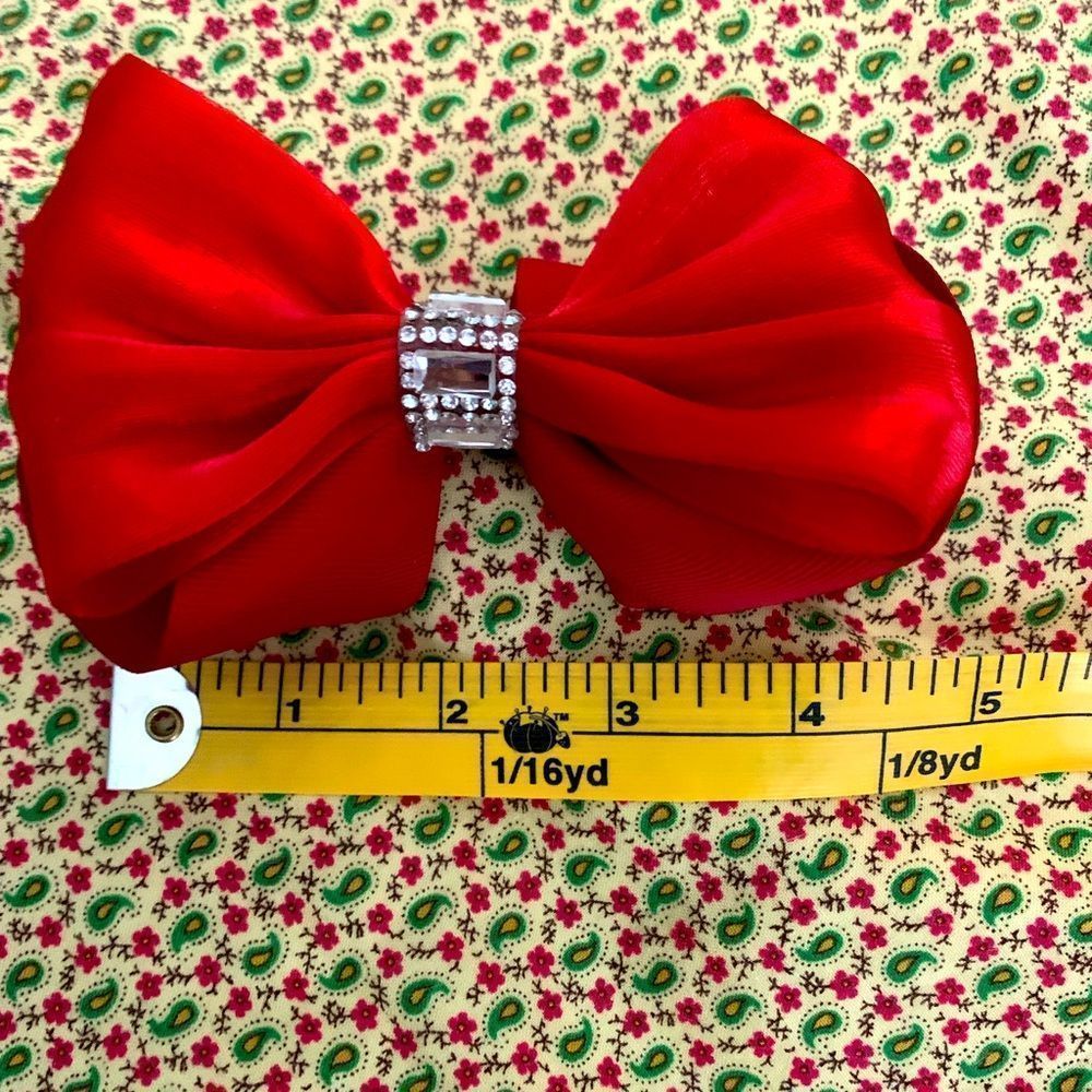 Red Hair Bow with Rhinestones